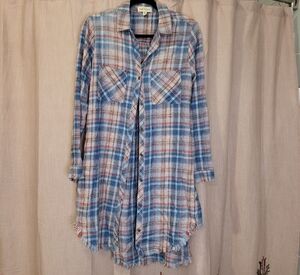 cloth & stone Blue and White Plaid Button-Down Shirt